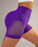 High Elasticity Seamless Mesh Patchwork Sport Shorts