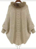Western style fur collar cardigan