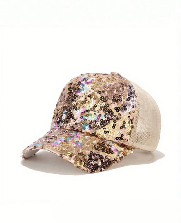 1pc Fashionable Sequined Mesh Cap