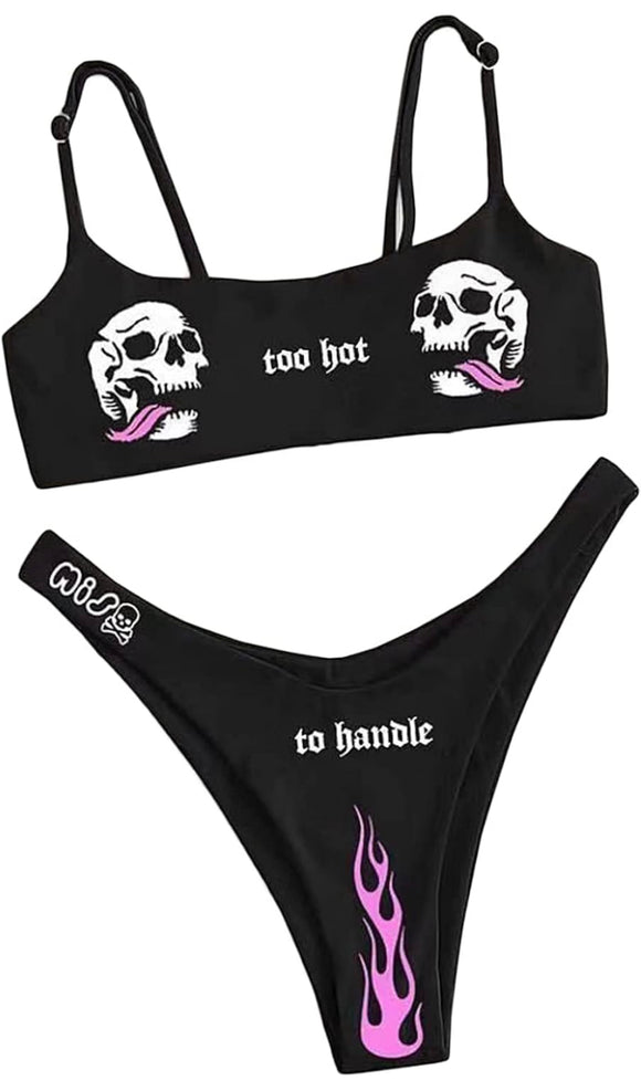 Cheeky Graphic Punk Goth Bikini