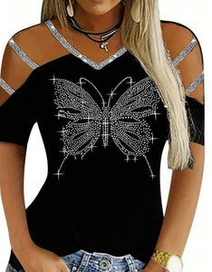 Plus Size Butterfly Pattern T-Shirt