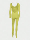 Summer Green Sexy Backless Party Club Jumpsuit For Women