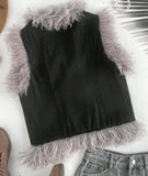 Faux fur trimmed vest