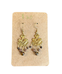 Beaded Gold Dangle Earrings