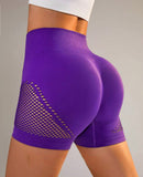 High Elasticity Seamless Mesh Patchwork Sport Shorts