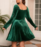 Unity Plus Sweetheart Neck Velvet Dress