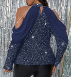 Plus size Sparkly off shoulder fashion top