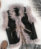 Faux fur trimmed vest