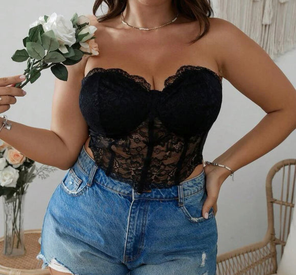 Plus Lace Tube Top