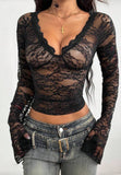 Black long sleeve lace top