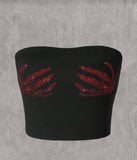 Rhinestone skeleton hand tube top
