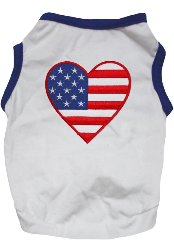 Petitebella USA Heart Puppy Dog Shirt (White/Blue)