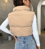 Zip Up Drawstring Puffer Vest Coat