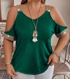 Short sleeve cold shoulder top