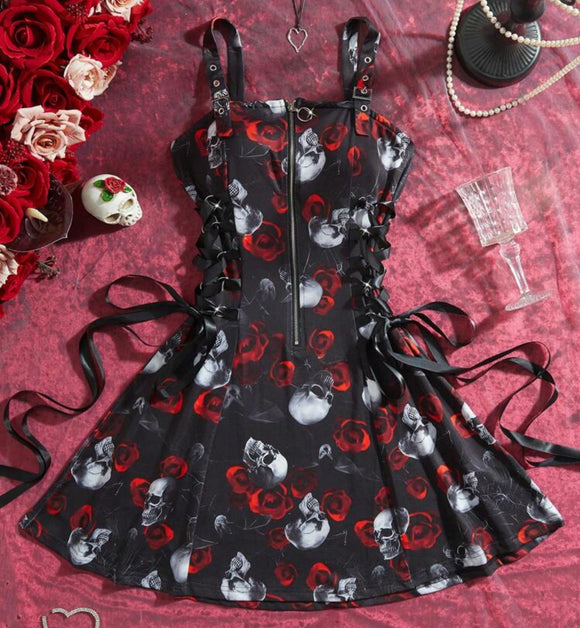 Skull n Roses flare dress