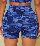 Camo Print Cut Out Biker Shorts