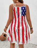 Plus Size American Flag Printed Cami Dress