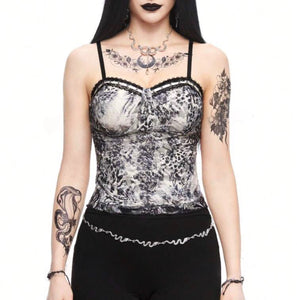 Goth Snake Print Lace Camisole Top