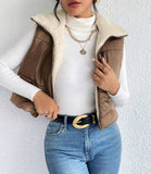 Frenchy Zip Up Teddy Lined Puffer Vest Coat