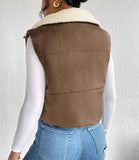 Frenchy Zip Up Teddy Lined Puffer Vest Coat