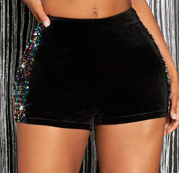 Contrast Sequin Velvet Shorts