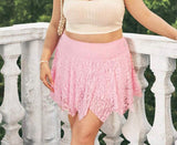 Pink Irregular Hem Skirt Pants