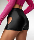 Cut Out Leather Shorts