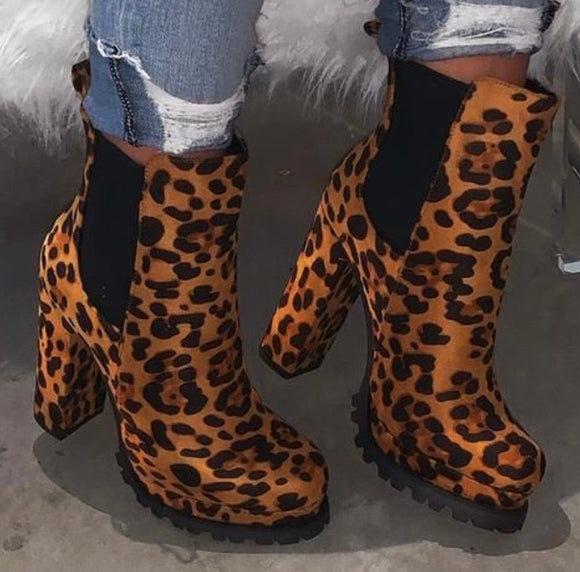 Leopard print booties