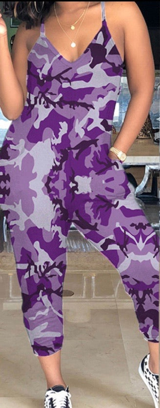 1-piece purple camouflage jumpsuit