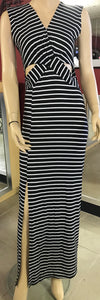 Sleeveless hollow out striped long dress