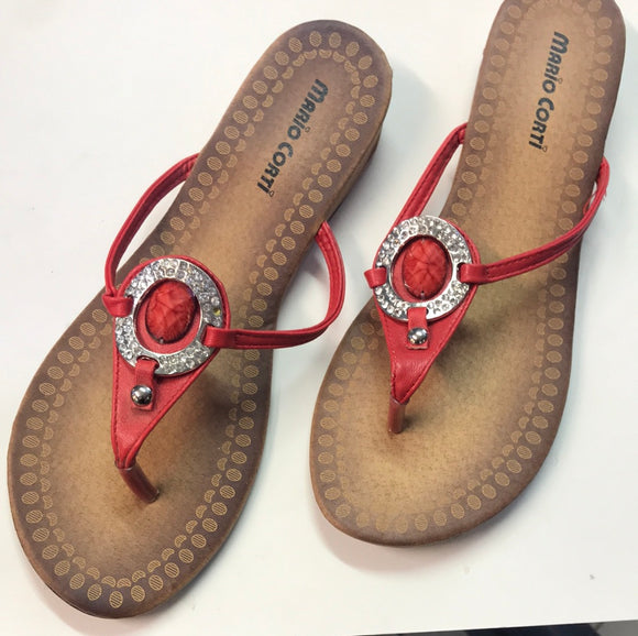 Red/Silver Rhinestone Sandals