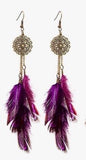 Feather dangle earrings