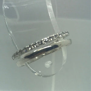 2-in-1 silver Ring with cubic zirconia crystals