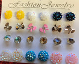 12 pair assorted Fashion Jewelry stud Earrings