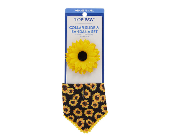 Sunflower Bandana and flower collar slide accessory