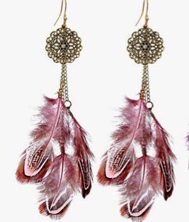 Feather dangle earrings