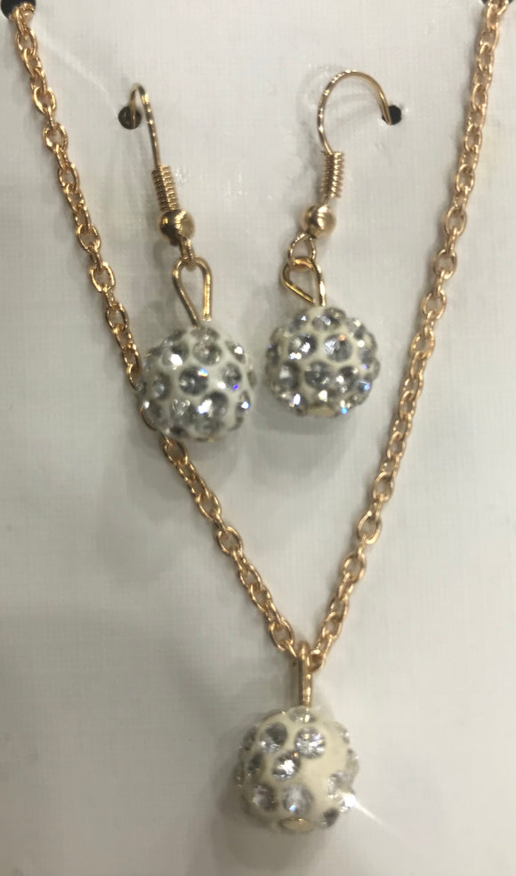 Crystal ball Earring and necklace set