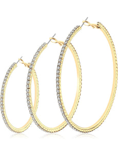 14k gold plated hoop earrings with rhinestones