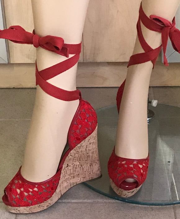 Tie Wedge Heels