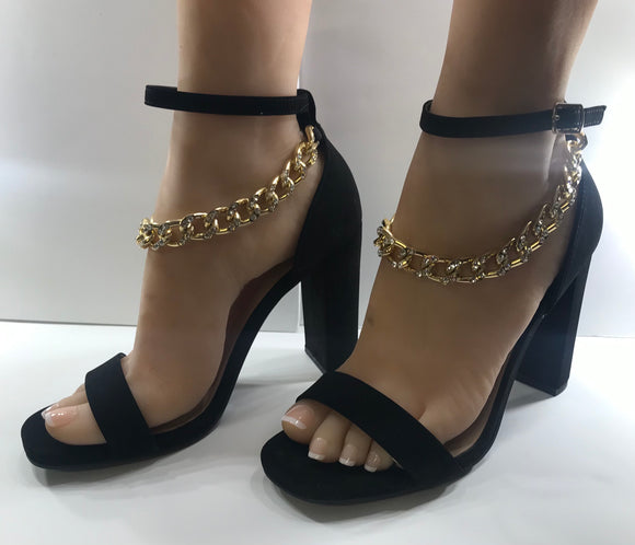 Ankle strap chain heels